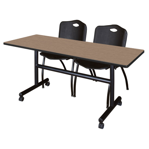 Regency Kobe 48 x 24 in. FlipTop Training Nesting Table 2 M Stack Chairs