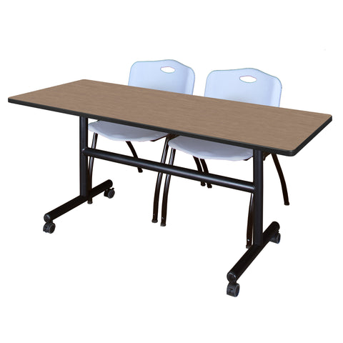 Regency Kobe 48 x 24 in. FlipTop Training Nesting Table 2 M Stack Chairs