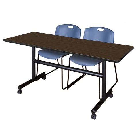 Regency Kobe 48 x 24 in. FlipTop Training Nesting Table 2 Zeng Stack Chairs