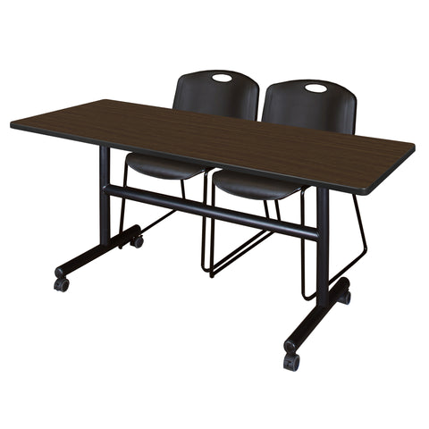 Regency Kobe 48 x 24 in. FlipTop Training Nesting Table 2 Zeng Stack Chairs