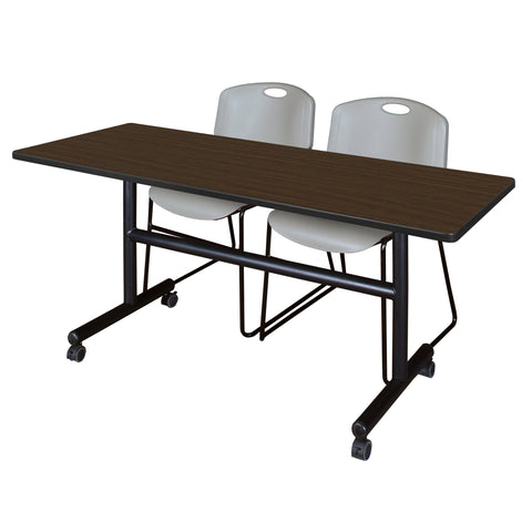 Regency Kobe 48 x 24 in. FlipTop Training Nesting Table 2 Zeng Stack Chairs