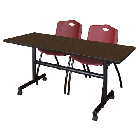 Regency Kobe 48 x 24 in. FlipTop Training Nesting Table 2 M Stack Chairs