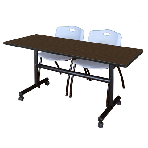 Regency Kobe 48 x 24 in. FlipTop Training Nesting Table 2 M Stack Chairs