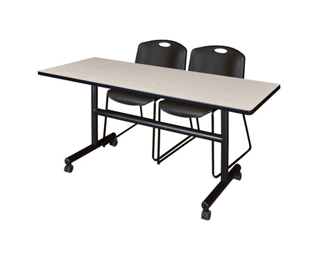 Regency Kobe 48 x 24 in. FlipTop Training Nesting Table 2 Zeng Stack Chairs