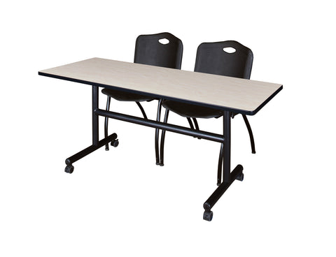 Regency Kobe 48 x 24 in. FlipTop Training Nesting Table 2 M Stack Chairs