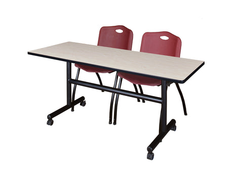 Regency Kobe 48 x 24 in. FlipTop Training Nesting Table 2 M Stack Chairs