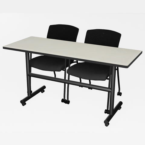 Regency Kobe 48 x 24 in. FlipTop Training Nesting Table & 2 Knight Mesh Chairs