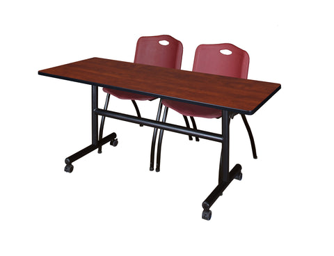 Regency Kobe 48 x 24 in. FlipTop Training Nesting Table 2 M Stack Chairs