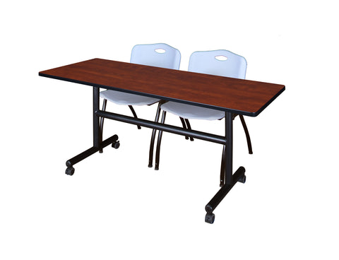 Regency Kobe 48 x 24 in. FlipTop Training Nesting Table 2 M Stack Chairs