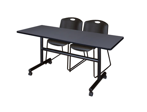 Regency Kobe 48 x 24 in. FlipTop Training Nesting Table 2 Zeng Stack Chairs