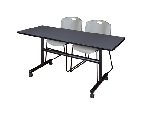Regency Kobe 48 x 24 in. FlipTop Training Nesting Table 2 Zeng Stack Chairs