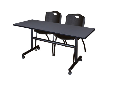 Regency Kobe 48 x 24 in. FlipTop Training Nesting Table 2 M Stack Chairs