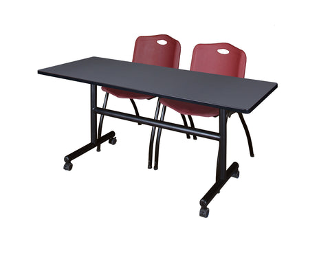 Regency Kobe 48 x 24 in. FlipTop Training Nesting Table 2 M Stack Chairs