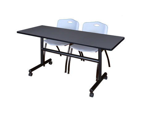 Regency Kobe 48 x 24 in. FlipTop Training Nesting Table 2 M Stack Chairs
