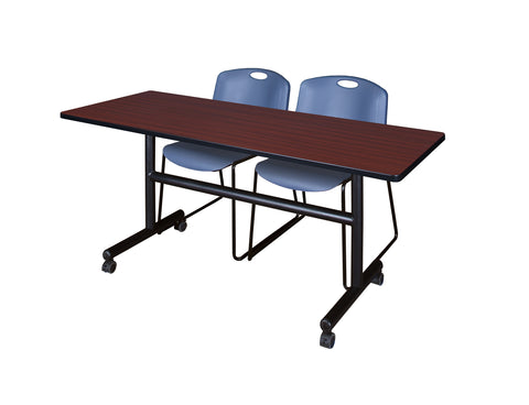 Regency Kobe 48 x 24 in. FlipTop Training Nesting Table 2 Zeng Stack Chairs