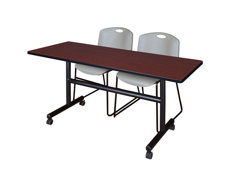 Regency Kobe 48 x 24 in. FlipTop Training Nesting Table 2 Zeng Stack Chairs