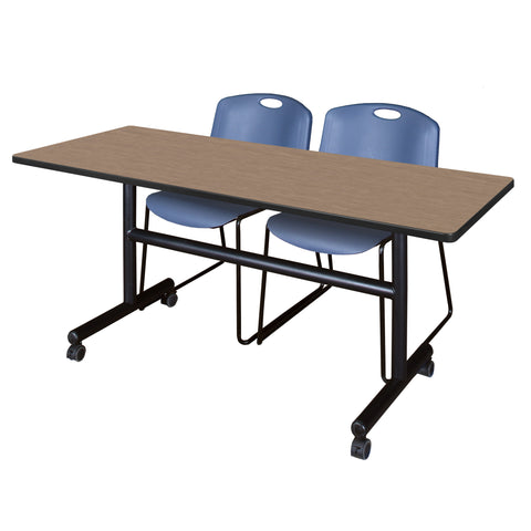 Regency Kobe 48 x 24 in. FlipTop Training Nesting Table 2 Zeng Stack Chairs