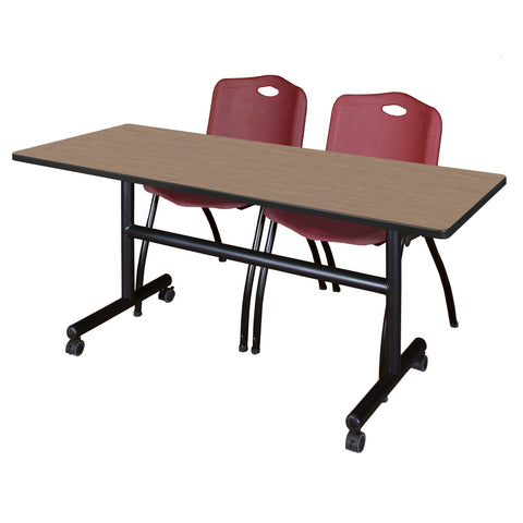 Regency Kobe 48 x 24 in. FlipTop Training Nesting Table 2 M Stack Chairs