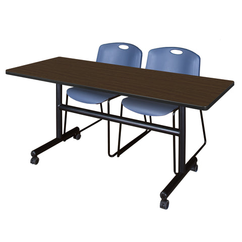 Regency Kobe 48 x 24 in. FlipTop Training Nesting Table 2 Zeng Stack Chairs