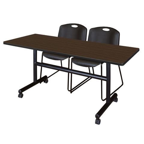 Regency Kobe 48 x 24 in. FlipTop Training Nesting Table 2 Zeng Stack Chairs