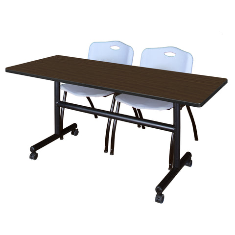 Regency Kobe 48 x 24 in. FlipTop Training Nesting Table 2 M Stack Chairs