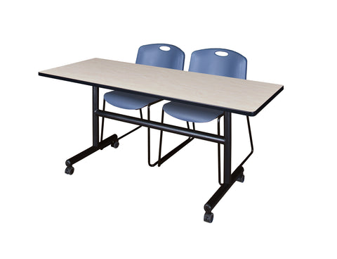 Regency Kobe 48 x 24 in. FlipTop Training Nesting Table 2 Zeng Stack Chairs