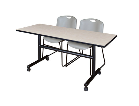 Regency Kobe 48 x 24 in. FlipTop Training Nesting Table 2 Zeng Stack Chairs