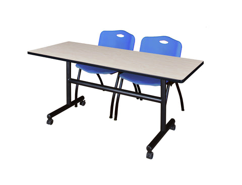 Regency Kobe 48 x 24 in. FlipTop Training Nesting Table 2 M Stack Chairs