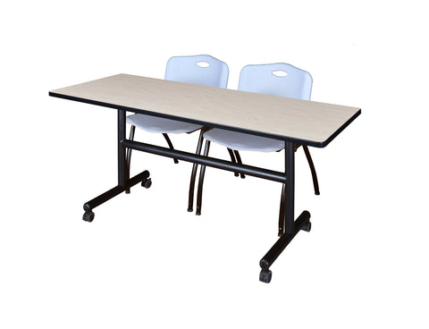 Regency Kobe 48 x 24 in. FlipTop Training Nesting Table 2 M Stack Chairs