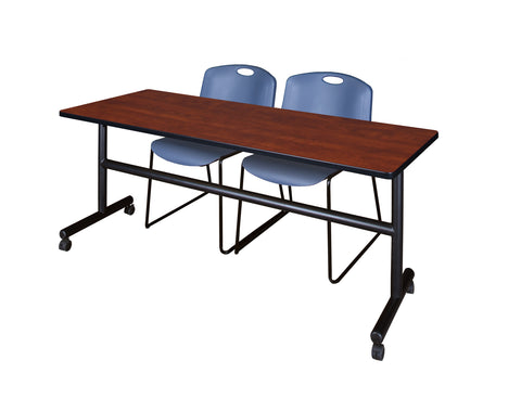 Regency Kobe 48 x 24 in. FlipTop Training Nesting Table 2 Zeng Stack Chairs