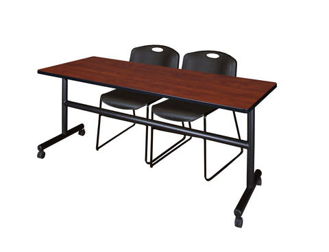 Regency Kobe 48 x 24 in. FlipTop Training Nesting Table 2 Zeng Stack Chairs
