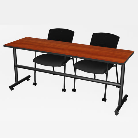 Regency Kobe 48 x 24 in. FlipTop Training Nesting Table & 2 Knight Mesh Chairs