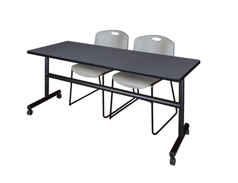 Regency Kobe 48 x 24 in. FlipTop Training Nesting Table 2 Zeng Stack Chairs