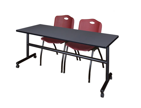 Regency Kobe 48 x 24 in. FlipTop Training Nesting Table 2 M Stack Chairs