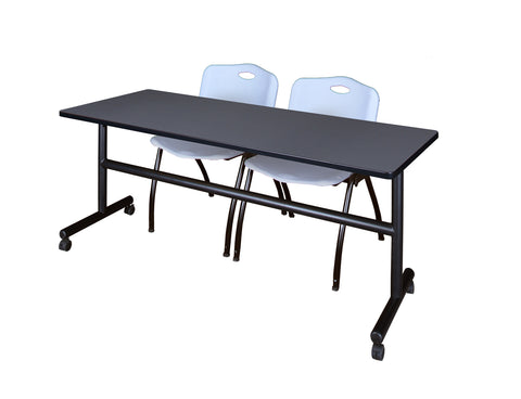 Regency Kobe 48 x 24 in. FlipTop Training Nesting Table 2 M Stack Chairs