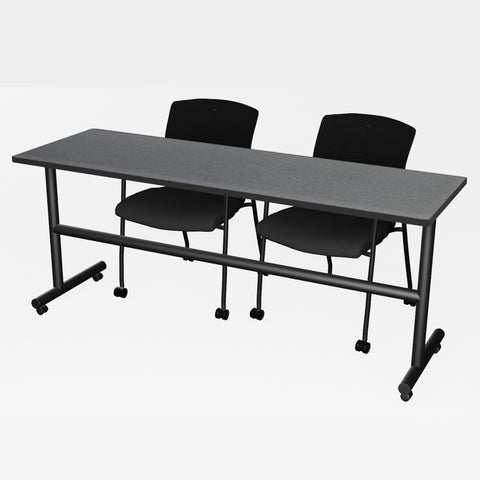 Regency Kobe 48 x 24 in. FlipTop Training Nesting Table & 2 Knight Mesh Chairs