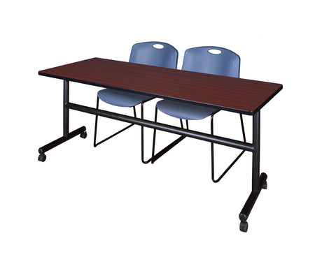 Regency Kobe 48 x 24 in. FlipTop Training Nesting Table 2 Zeng Stack Chairs