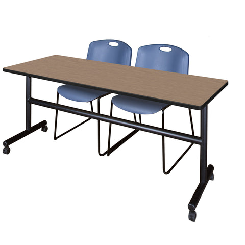 Regency Kobe 48 x 24 in. FlipTop Training Nesting Table 2 Zeng Stack Chairs