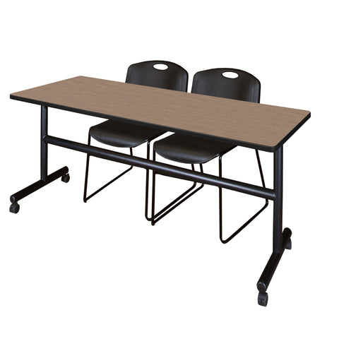 Regency Kobe 48 x 24 in. FlipTop Training Nesting Table 2 Zeng Stack Chairs