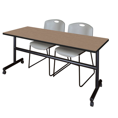 Regency Kobe 48 x 24 in. FlipTop Training Nesting Table 2 Zeng Stack Chairs