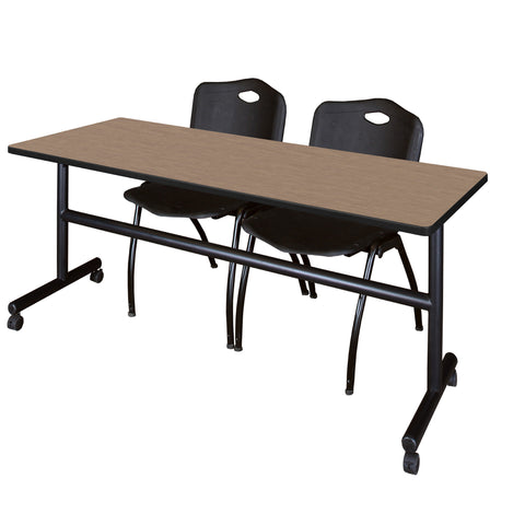 Regency Kobe 48 x 24 in. FlipTop Training Nesting Table 2 M Stack Chairs