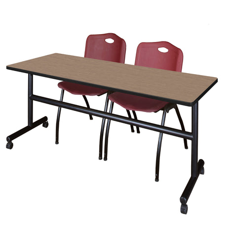Regency Kobe 48 x 24 in. FlipTop Training Nesting Table 2 M Stack Chairs