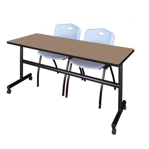 Regency Kobe 48 x 24 in. FlipTop Training Nesting Table 2 M Stack Chairs