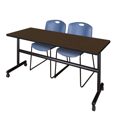 Regency Kobe 48 x 24 in. FlipTop Training Nesting Table 2 Zeng Stack Chairs