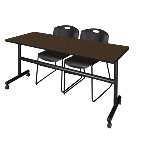 Regency Kobe 48 x 24 in. FlipTop Training Nesting Table 2 Zeng Stack Chairs