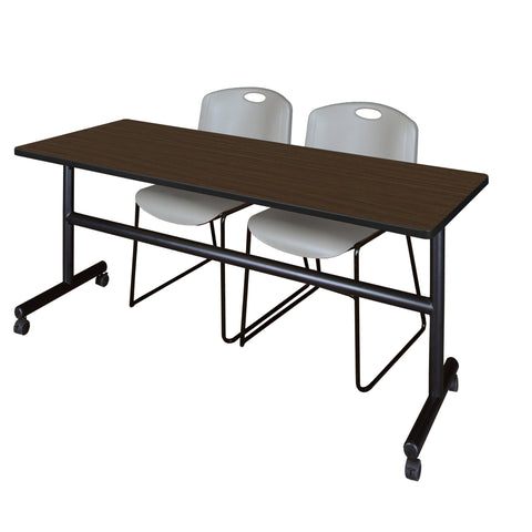 Regency Kobe 48 x 24 in. FlipTop Training Nesting Table 2 Zeng Stack Chairs
