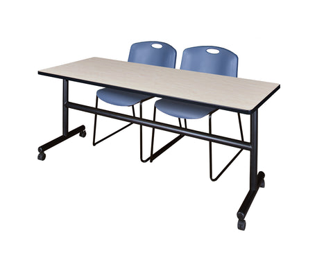 Regency Kobe 48 x 24 in. FlipTop Training Nesting Table 2 Zeng Stack Chairs