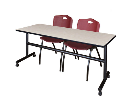 Regency Kobe 48 x 24 in. FlipTop Training Nesting Table 2 M Stack Chairs