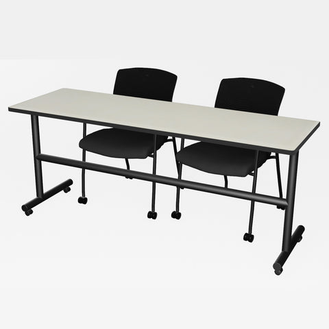 Regency Kobe 48 x 24 in. FlipTop Training Nesting Table & 2 Knight Mesh Chairs