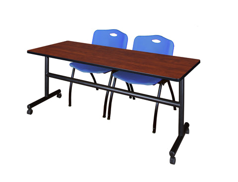 Regency Kobe 48 x 24 in. FlipTop Training Nesting Table 2 M Stack Chairs